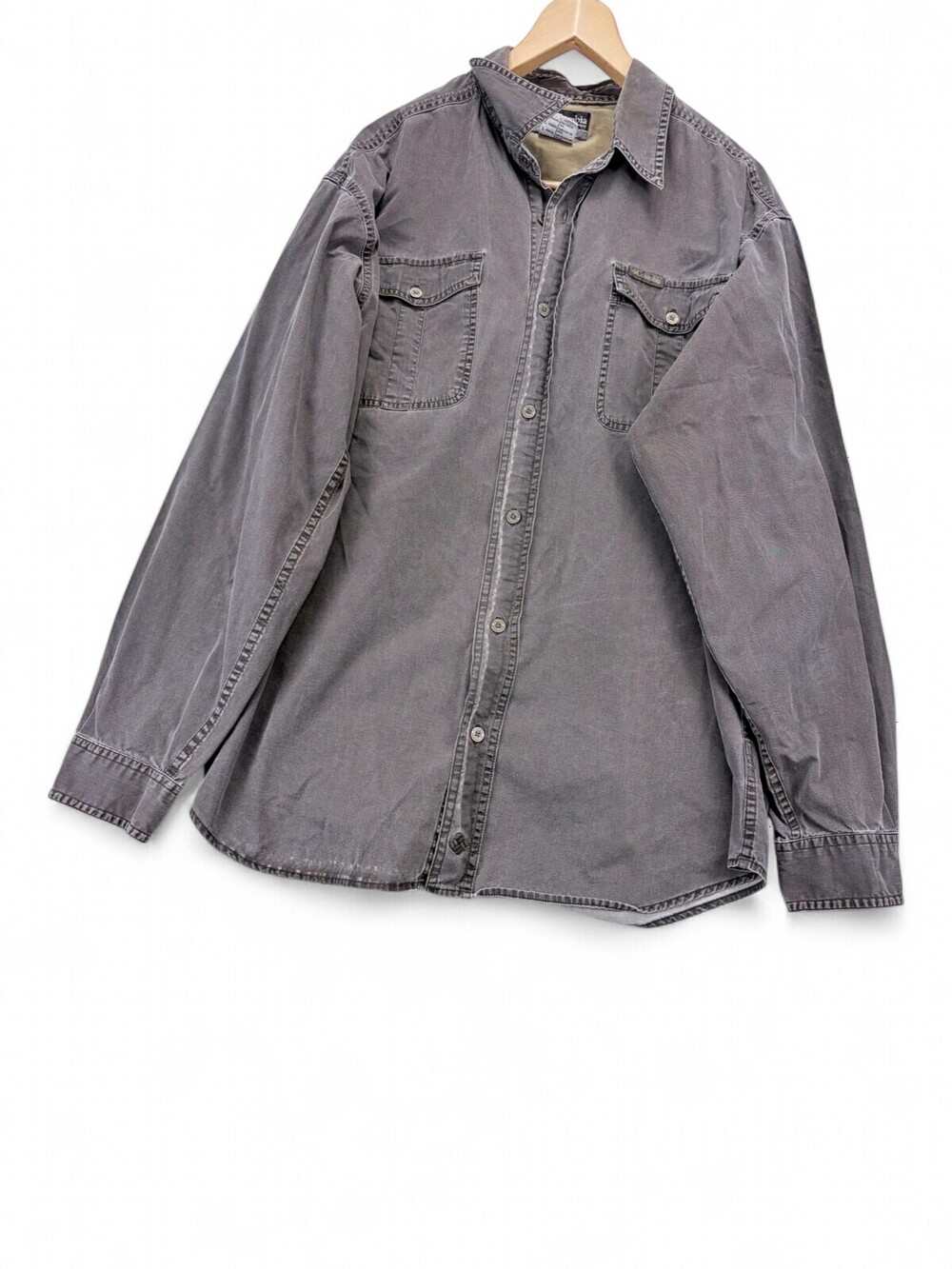 Columbia Men's Cotton Button-Down Shirt L Gray-Brown